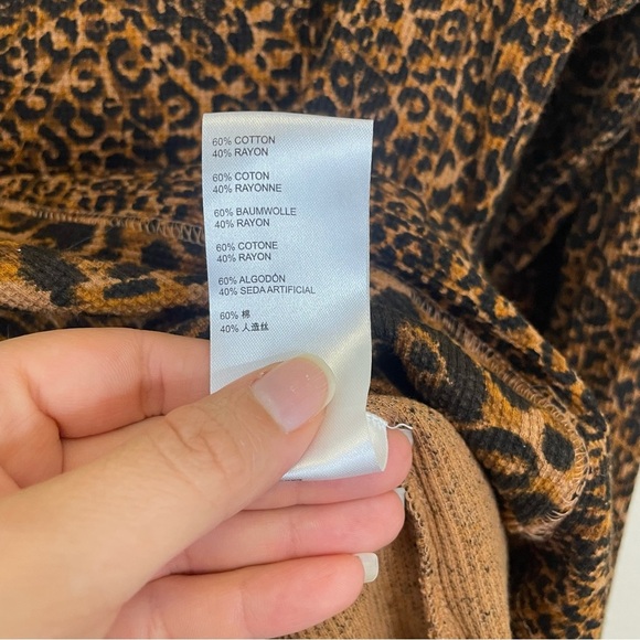 Anthropologie Pilcro Animal Print Long Sleeves Waffle Thermal Blouse Size Large - Picture 6 of 7